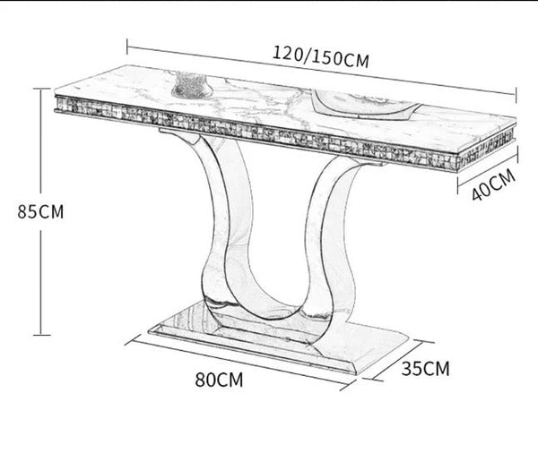 Kir Gold Sintered Stone Console Table with Metal Frame – Modern Luxury Hallway Entryway Sofa Side Table - Sleek Furniture