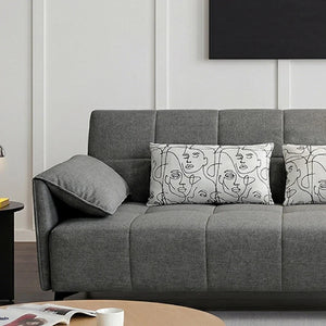 Kiro Two Seater Sofa Bed | Linen Upholstered Grey Couch with Guest Sleeping Function | Modern Space-Saving Convertible Sofa for Living Room & Spare Room - Sleek Furniture