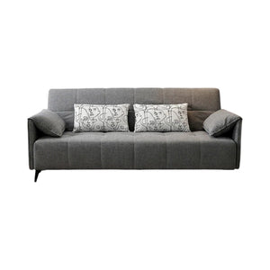 Kiro Two Seater Sofa Bed | Linen Upholstered Grey Couch with Guest Sleeping Function | Modern Space-Saving Convertible Sofa for Living Room & Spare Room - Sleek Furniture