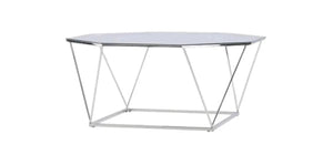 Mmilo Österlen Coffee Table 100 cm – Round Glass Table with Silver Steel Frame, Modern Luxury Design