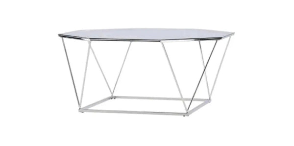 Mmilo Österlen Coffee Table 100 cm – Round Glass Table with Silver Steel Frame, Modern Luxury Design