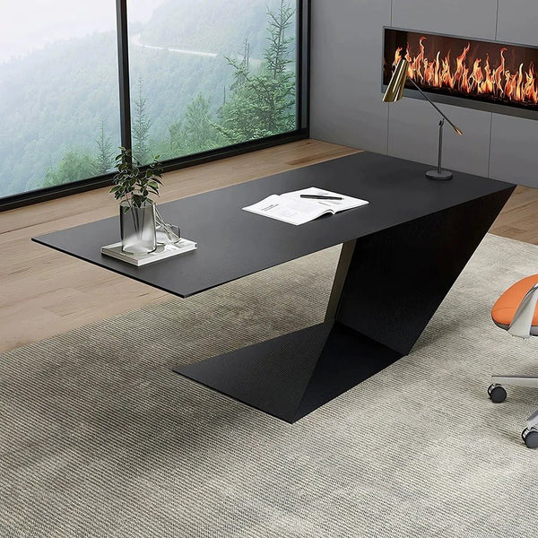 Kofi Modern Home Office Desk with Chair Set – Black Wood Study Table with PU Leather Chair, Contemporary Workspace Furniture for Home & Office - Sleek Furniture
