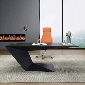 Kofi Modern Home Office Desk with Chair Set – Black Wood Study Table with PU Leather Chair, Contemporary Workspace Furniture for Home & Office - Sleek Furniture