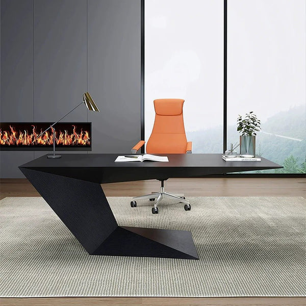 Kofi Modern Home Office Desk with Chair Set – Black Wood Study Table with PU Leather Chair, Contemporary Workspace Furniture for Home & Office - Sleek Furniture