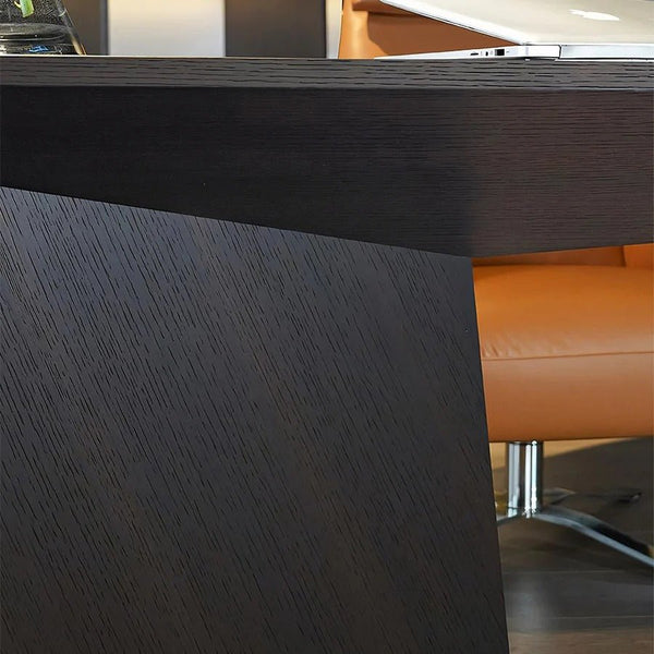 Kofi Modern Home Office Desk with Chair Set – Black Wood Study Table with PU Leather Chair, Contemporary Workspace Furniture for Home & Office - Sleek Furniture