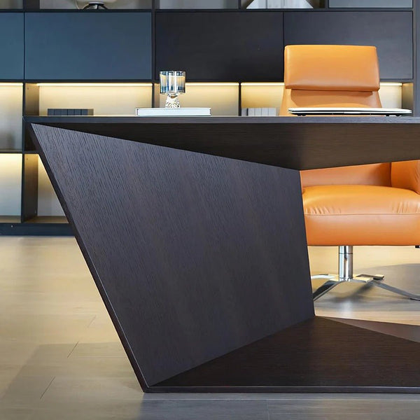 Kofi Modern Home Office Desk with Chair Set – Black Wood Study Table with PU Leather Chair, Contemporary Workspace Furniture for Home & Office - Sleek Furniture