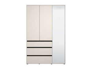 Kyoto Cashmere 3 Door 3 Drawer Mirrored Wardrobe with Hanging Rail & Shelves – Modern Bedroom Storage Cabinet – 210.5cm High - My Store