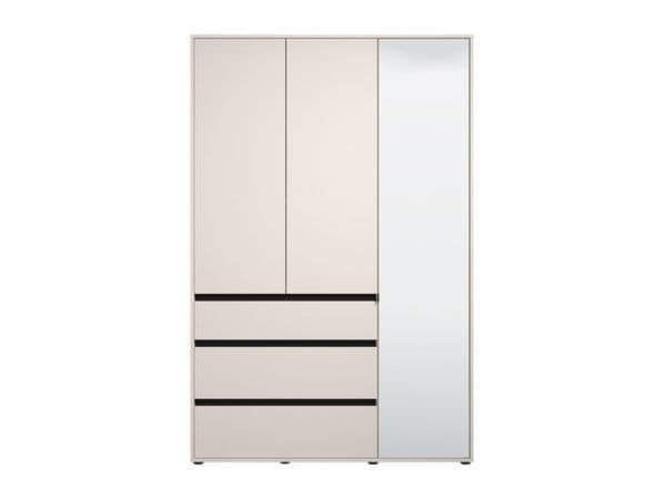Kyoto Cashmere 3 Door 3 Drawer Mirrored Wardrobe with Hanging Rail & Shelves – Modern Bedroom Storage Cabinet – 210.5cm High - My Store