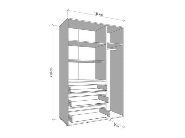 Kyoto Cashmere 3 Door 3 Drawer Mirrored Wardrobe with Hanging Rail & Shelves – Modern Bedroom Storage Cabinet – 210.5cm High - My Store