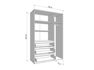 Kyoto Cashmere 3 Door 3 Drawer Mirrored Wardrobe with Hanging Rail & Shelves – Modern Bedroom Storage Cabinet – 210.5cm High - My Store