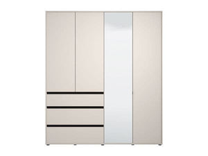 Kyoto Cashmere 4 Door 3 Drawer Mirrored Wardrobe with Shelves & Hanging Rail – Large Bedroom Storage Closet – 210.5 x 183 x 55 cm - My Store