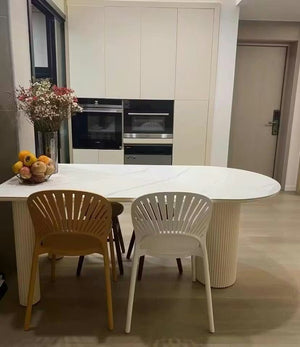 La Plainville White Sintered Stone Dining Table – Modern Rectangular Dining Table with Metal Base, Contemporary Luxury Dining Room Table for 4–6 People - Sleek Furniture