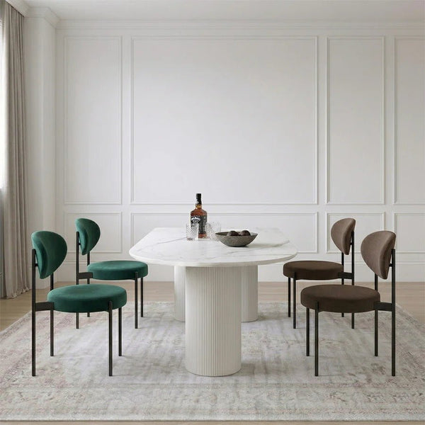 La Plainville White Sintered Stone Dining Table – Modern Rectangular Dining Table with Metal Base, Contemporary Luxury Dining Room Table for 4–6 People - Sleek Furniture