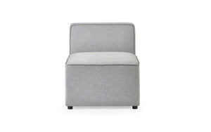 Lago Modular Single Seat Sofa Section – Grey Linen Upholstered Contemporary Combination Seating Unit - Sleek Furniture