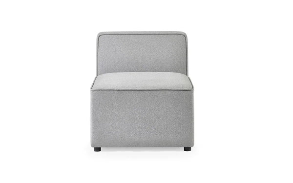 Lago Modular Single Seat Sofa Section – Grey Linen Upholstered Contemporary Combination Seating Unit - Sleek Furniture