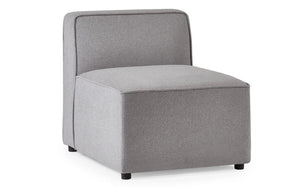 Lago Modular Single Seat Sofa Section – Grey Linen Upholstered Contemporary Combination Seating Unit - Sleek Furniture