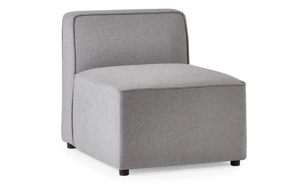 Lago Modular Single Seat Sofa Section – Grey Linen Upholstered Contemporary Combination Seating Unit - Sleek Furniture