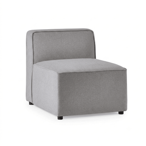 Lago Modular Single Seat Sofa Section – Grey Linen Upholstered Contemporary Combination Seating Unit - Sleek Furniture