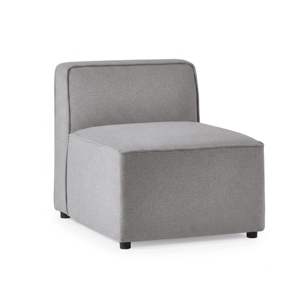 Lago Modular Single Seat Sofa Section – Grey Linen Upholstered Contemporary Combination Seating Unit - Sleek Furniture