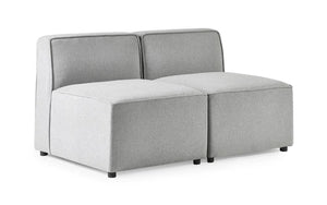 Lago Modular Single Seat Sofa Section – Grey Linen Upholstered Contemporary Combination Seating Unit - Sleek Furniture