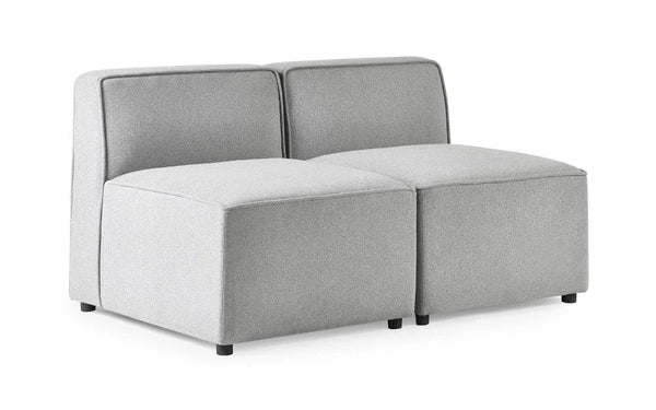Lago Modular Single Seat Sofa Section – Grey Linen Upholstered Contemporary Combination Seating Unit - Sleek Furniture