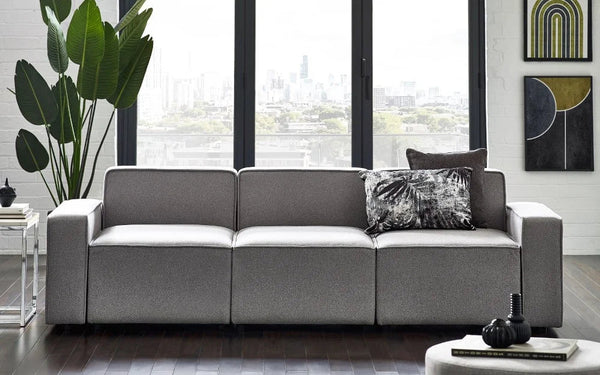 Lago Modular Sofa Arm Pair – Grey Linen Upholstered Replacement Arms for Customisable Lago Seating Collection - Sleek Furniture