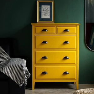 Langton Contemporary Chest of Drawers in Yellow with Metal Frame & Wooden Storage Design - Sleek Furniture