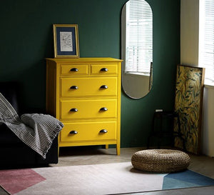 Langton Contemporary Chest of Drawers in Yellow with Metal Frame & Wooden Storage Design - Sleek Furniture