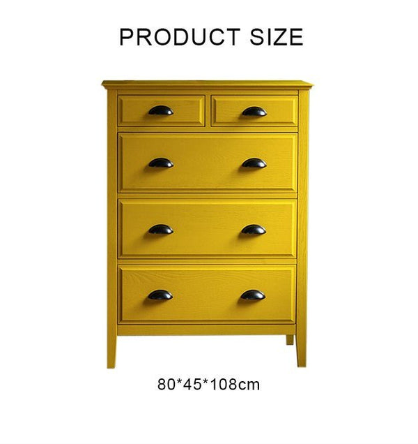 Langton Contemporary Chest of Drawers in Yellow with Metal Frame & Wooden Storage Design - Sleek Furniture