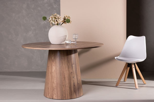 Lanzo Round Dining Table 120 cm | Scandinavian MDF Design with Cylindrical Base