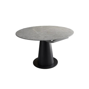 Lessie Extendable Dining Table, Sintered Stone Modern Grey & Black Dining Table, Luxury Extendable Kitchen & Dining Room Table with Metal Frame - Sleek Furniture