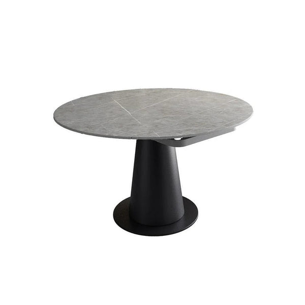 Lessie Extendable Dining Table, Sintered Stone Modern Grey & Black Dining Table, Luxury Extendable Kitchen & Dining Room Table with Metal Frame - Sleek Furniture