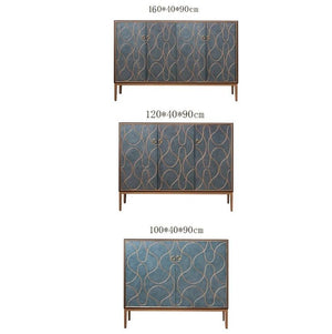 Liana Sideboard Storage Cabinet, Grey Blue Modern Sideboard Unit with Painted Steel Frame, Contemporary Living & Dining Room Storage Cabinet - Sleek Furniture