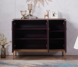 Liana Sideboard Storage Cabinet, Grey Blue Modern Sideboard Unit with Painted Steel Frame, Contemporary Living & Dining Room Storage Cabinet - Sleek Furniture