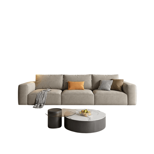 Lionel Three Seater Linen Fabric Sofa | Modern Contemporary 3-Seater Couch with High Density Sponge Cushioning | No Assembly Required Living Room Sofa - Sleek Furniture