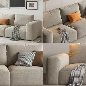Lionel Three Seater Linen Fabric Sofa | Modern Contemporary 3-Seater Couch with High Density Sponge Cushioning | No Assembly Required Living Room Sofa - Sleek Furniture