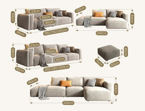 Lionel Three Seater Linen Fabric Sofa | Modern Contemporary 3-Seater Couch with High Density Sponge Cushioning | No Assembly Required Living Room Sofa - Sleek Furniture