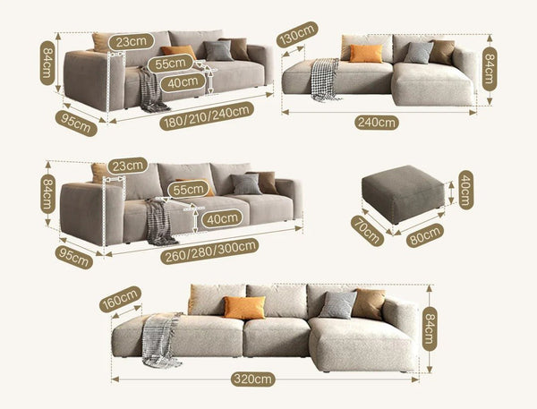 Lionel Three Seater Linen Fabric Sofa | Modern Contemporary 3-Seater Couch with High Density Sponge Cushioning | No Assembly Required Living Room Sofa - Sleek Furniture