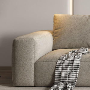 Lionel Three Seater Linen Fabric Sofa | Modern Contemporary 3-Seater Couch with High Density Sponge Cushioning | No Assembly Required Living Room Sofa - Sleek Furniture