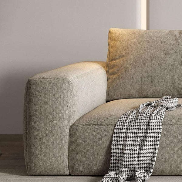 Lionel Three Seater Linen Fabric Sofa | Modern Contemporary 3-Seater Couch with High Density Sponge Cushioning | No Assembly Required Living Room Sofa - Sleek Furniture