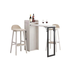 Liz Extendable Bar Table Set with Wine Cabinet – Oak Finish Modern Wooden Kitchen & Dining Furniture Set - Sleek Furniture