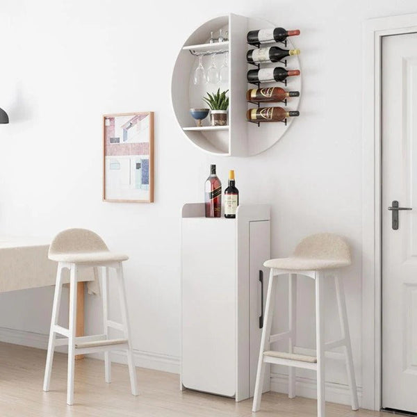 Liz Extendable Bar Table Set with Wine Cabinet – Oak Finish Modern Wooden Kitchen & Dining Furniture Set - Sleek Furniture