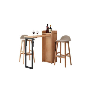 Liz Extendable Bar Table Set with Wine Cabinet – Oak Finish Modern Wooden Kitchen & Dining Furniture Set - Sleek Furniture