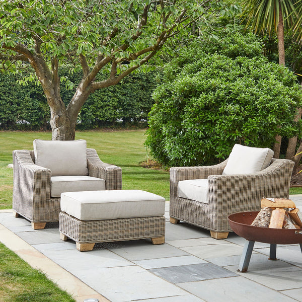 Capri Collection Outdoor Armchair – HDPE Wicker, Powder-Coated Frame, Quick-Dry Olefin Cushions | 22952 - My Store