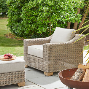 Capri Collection Outdoor Armchair – HDPE Wicker, Powder-Coated Frame, Quick-Dry Olefin Cushions | 22952 - My Store