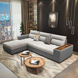Lobo Sectional Sofa Bed with Storage – Chaise Lounge Convertible Sofa Bed, Linen Upholstered Corner Couch with High Density Sponge, Solid Wood Frame, Space Saving Living Room Sofa - Sleek Furniture