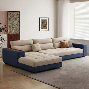 Lobo Sectional Sofa Bed with Storage – Chaise Lounge Convertible Sofa Bed, Linen Upholstered Corner Couch with High Density Sponge, Solid Wood Frame, Space Saving Living Room Sofa - Sleek Furniture