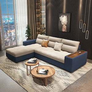 Lobo Sectional Sofa Bed with Storage – Chaise Lounge Convertible Sofa Bed, Linen Upholstered Corner Couch with High Density Sponge, Solid Wood Frame, Space Saving Living Room Sofa - Sleek Furniture