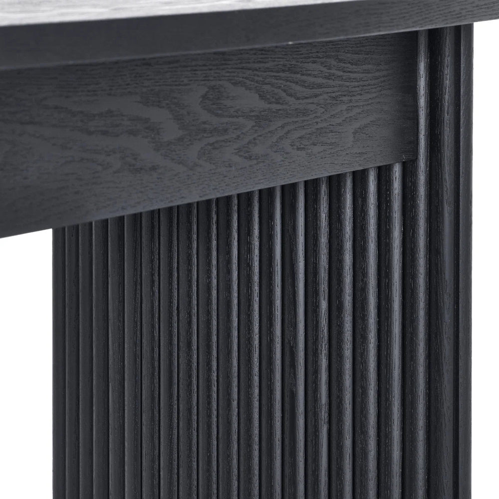 Louis Black Fluted Compact Coffee Table – Modern Matt Black Living Room Centre Table with Elegant Ribbed Detailing - Sleek Furniture