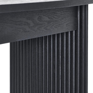 Louis Black Fluted Compact Coffee Table – Modern Matt Black Living Room Centre Table with Elegant Ribbed Detailing - Sleek Furniture